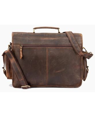 Leather Messenger Bag - School Laptop Briefcase for Men - Personalized Gift