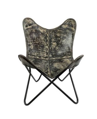 Leather Butterfly Folding Chair Outdoor Relaxing Living Room Chair Home