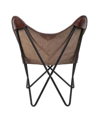 Leather Butterfly Folding Chair Outdoor Relaxing Living Room Chair Home